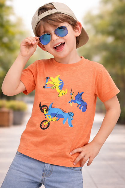 Kids Dinosaur Adventure Print Cotton T-Shirt