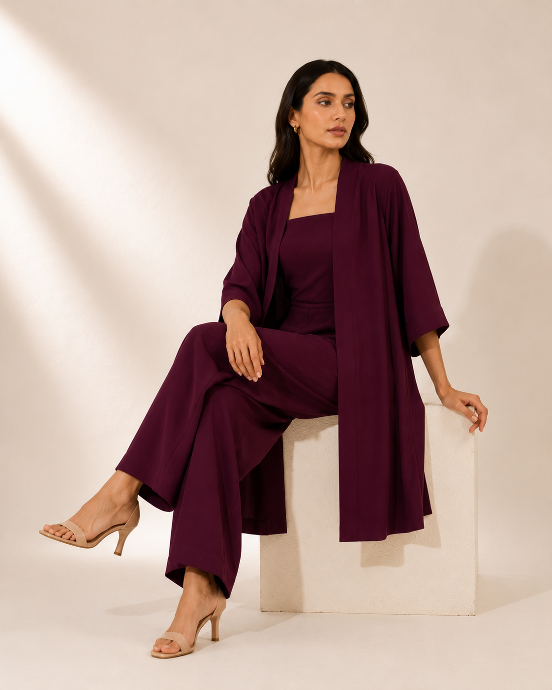 Burgundy Luxe 3-Piece Co-Ord Se