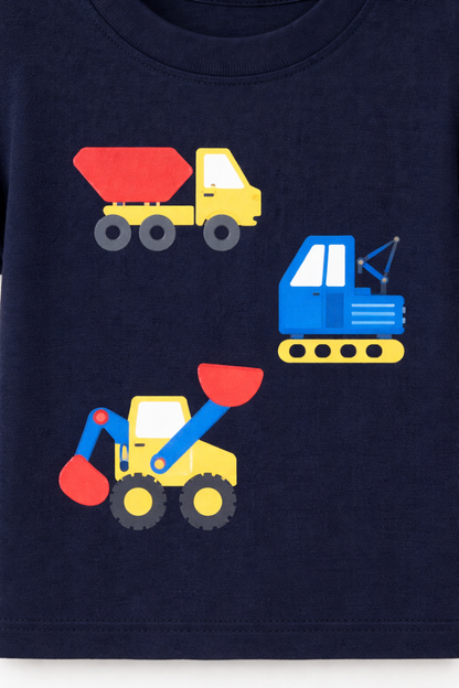 Premium Boys Black Trucks Graphic Casual T-Shirt