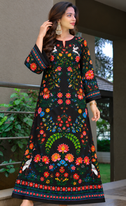 Midnight Bloom Floral Silk Kaftan