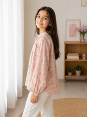 Blush Floral Gathered TOP