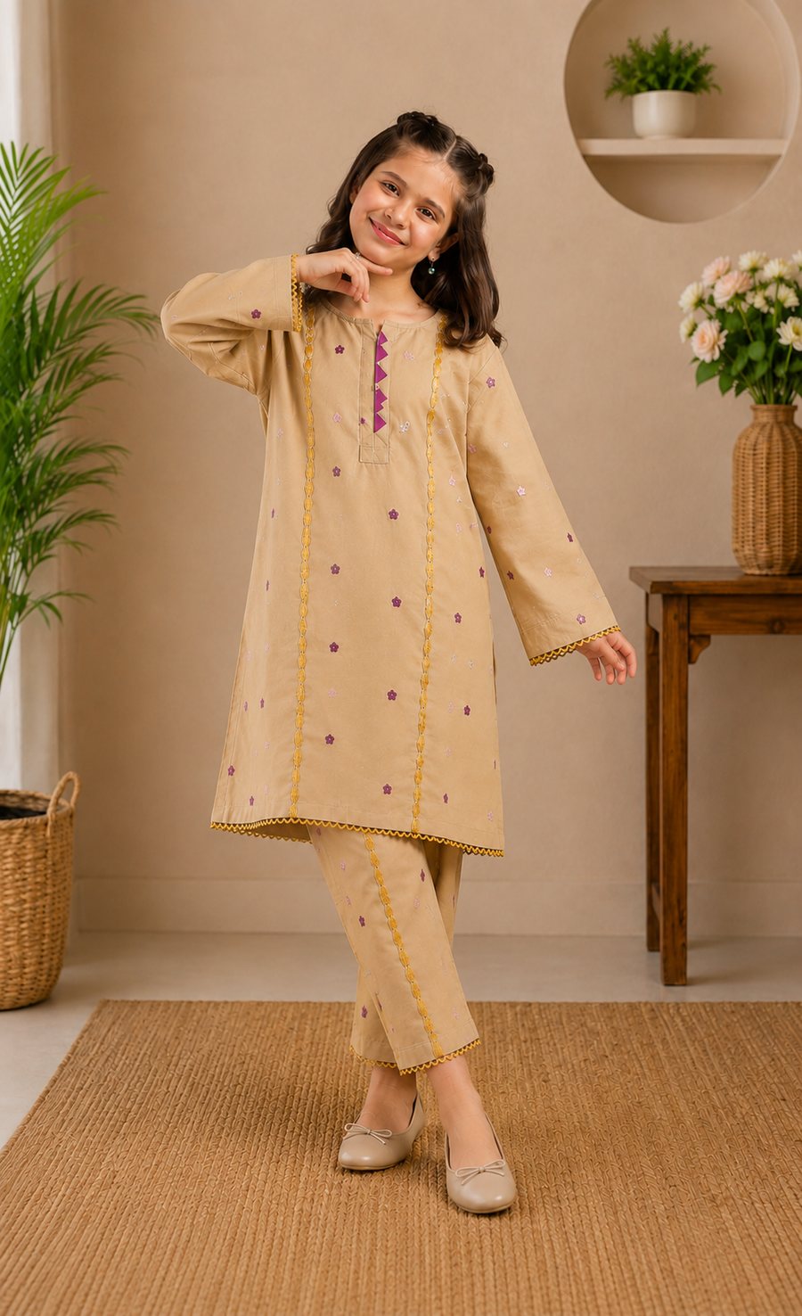 Beige Polka Bloom Set