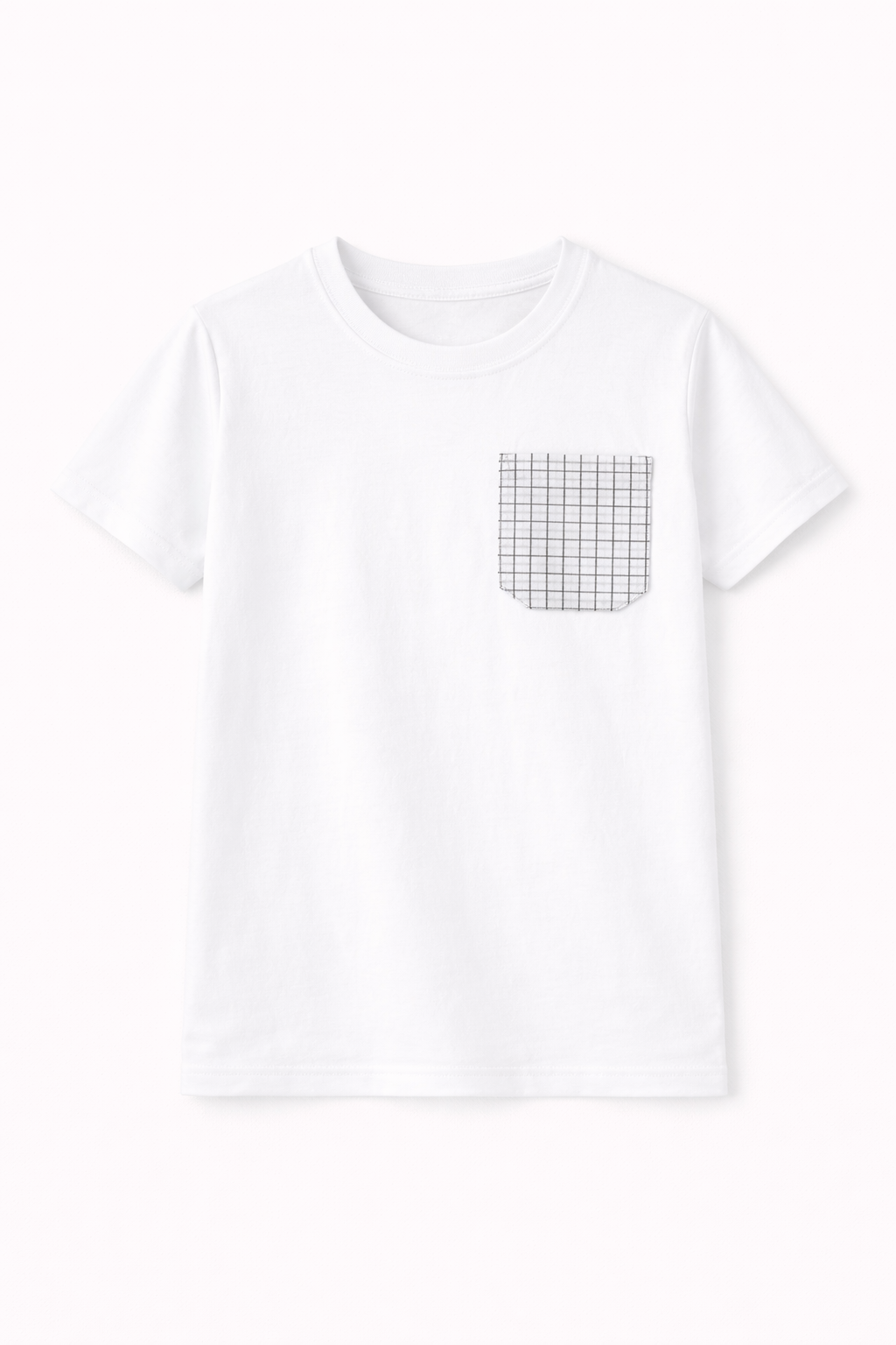 Boys White Cotton Grid Pocket Tee & Check Shorts set