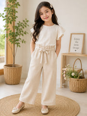 Ivory Belted Wide-Leg