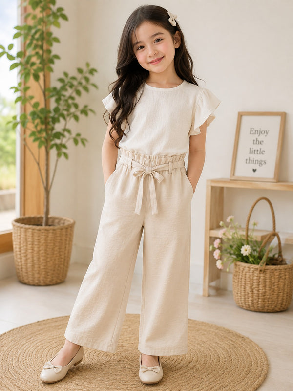 Ivory Belted Wide-Leg