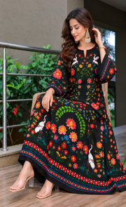 Midnight Bloom Floral Silk Kaftan