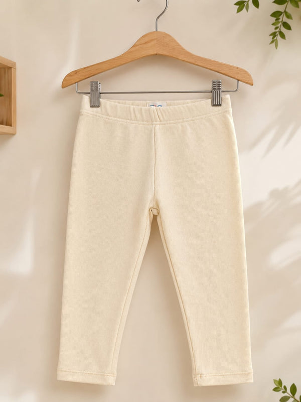 Cream Ribbed Leggings