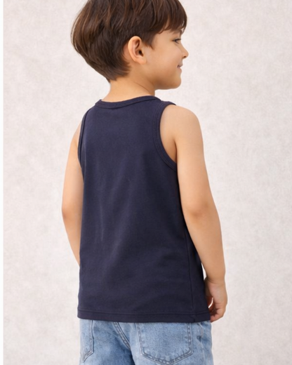 Boys Good Vibes Graphic Sleeveless Cotton Top
